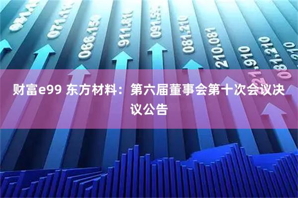 财富e99 东方材料：第六届董事会第十次会议决议公告