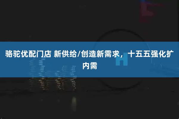骆驼优配门店 新供给/创造新需求,十五五强化扩内需